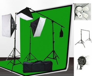 Complete daglichtfotostudio,3 x achtergr doek, lampen, tas, 2925W