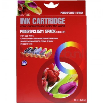 Canon cli 521 compatible multipack cmykp 2