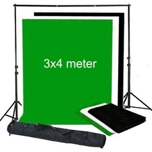 Bresser Support + 3 Doeken Wit/Zwart/Groen 3x4m